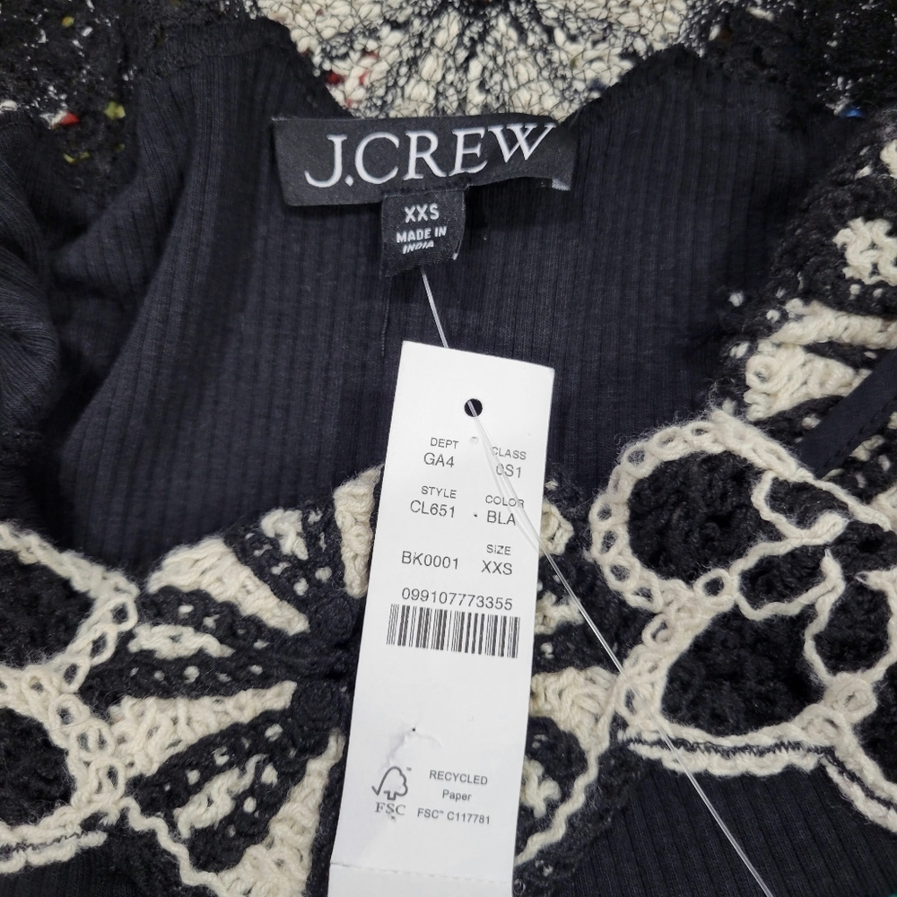 New J. Crew Black and White Crochet Mixy Dress XXS  CL651 - Picture 10 of 10